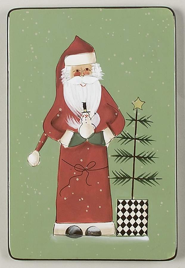 Folk Santa (Sage Background) Cheese and Cracker Board by Certified International-1