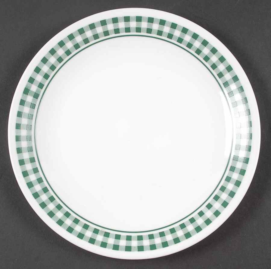 Gingham Hunter Green (Coupe, Corelle) Salad Plate by Corning Corelle-1