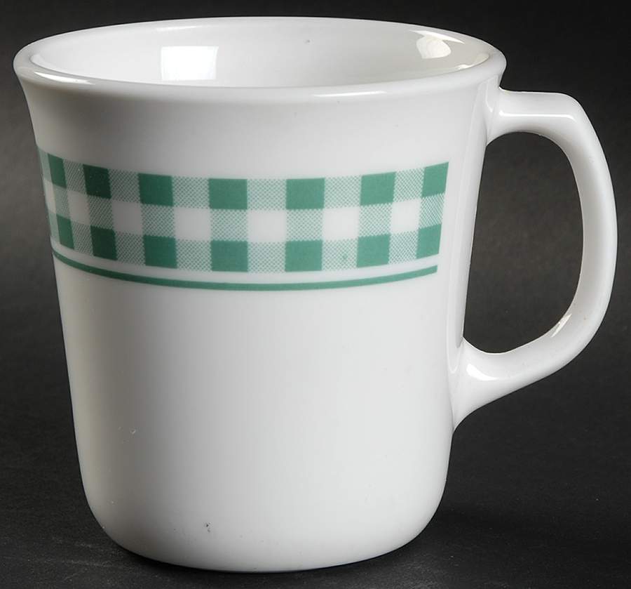 Gingham Hunter Green (Coupe, Corelle) Mug by Corning Corelle-1