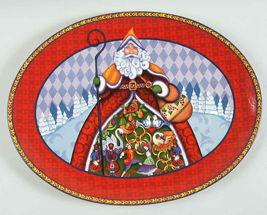 Holiday Traditions 16" Oval Serving Platter by Certified International-1