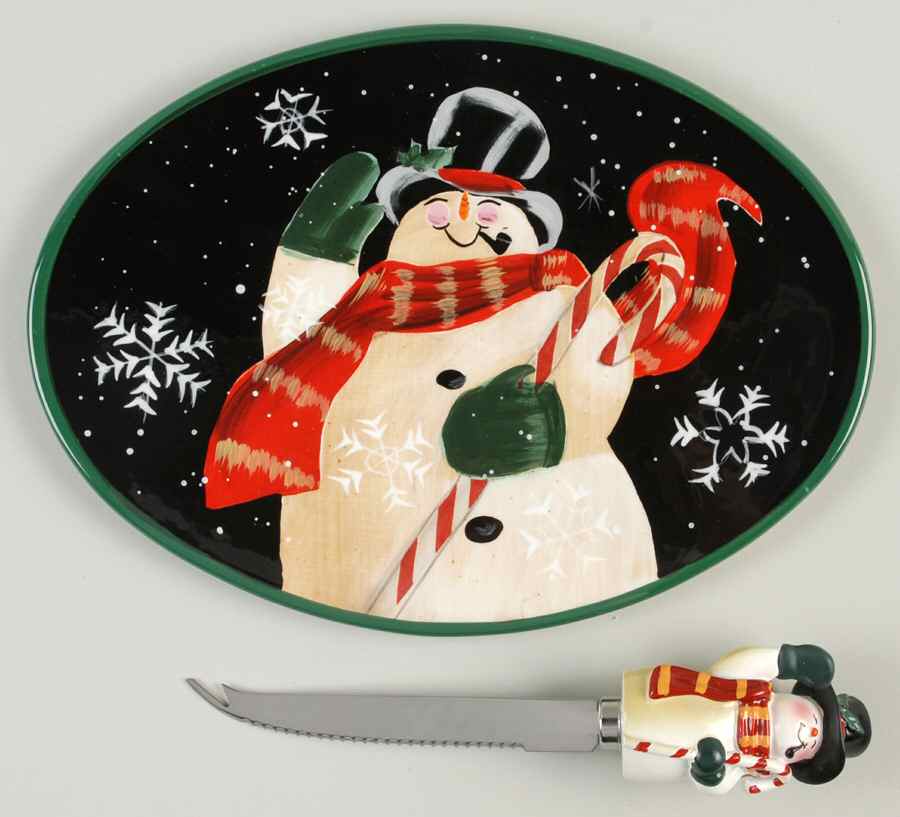 Mister Frosty Oval Cheese Plate with Knife by Certified International-1