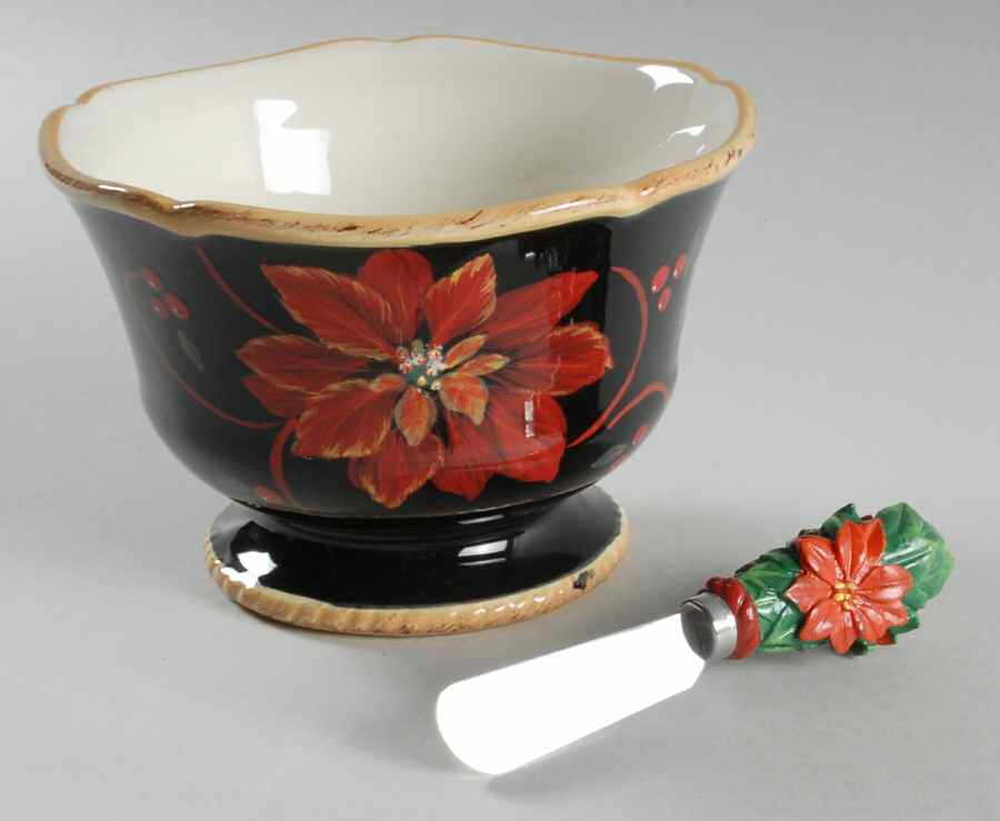 Poinsettia Dip Bowl & Spreader Set by Certified International-1