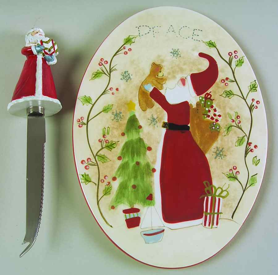 Santa Wishes 2 Piece Cheese Dish and Knife Set by Certified International-1