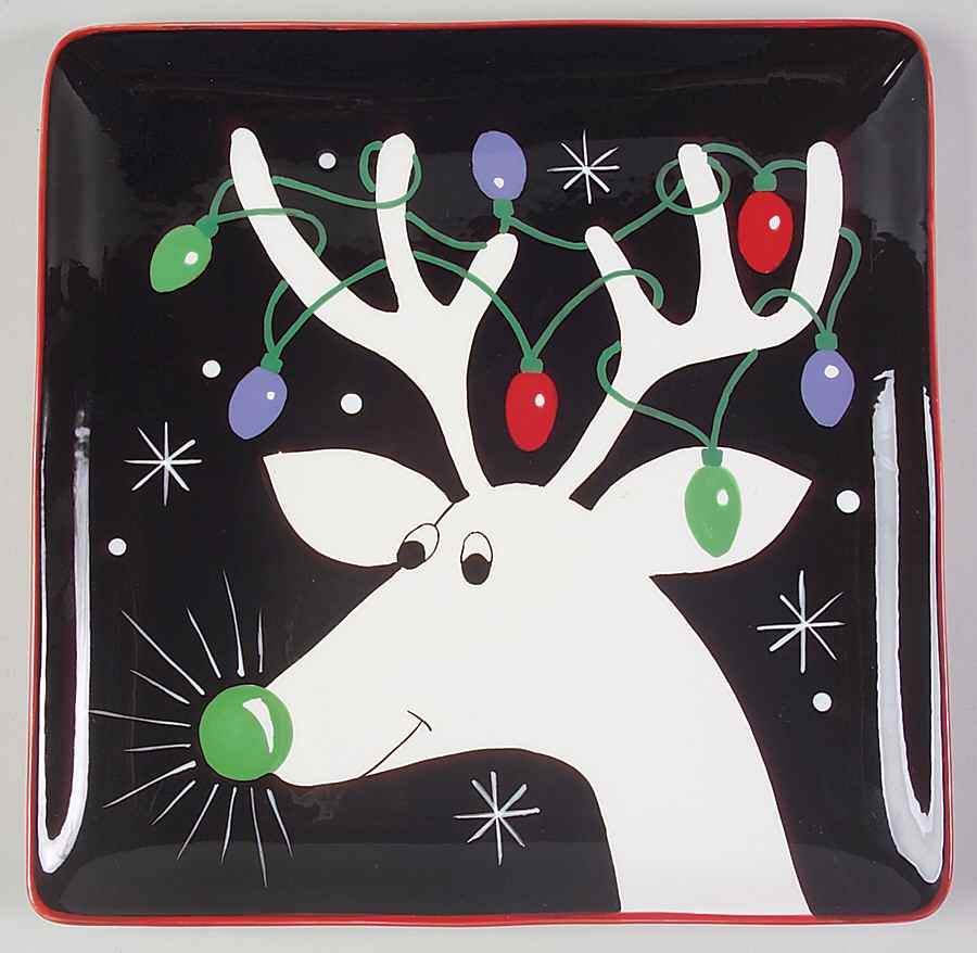 Silly Reindeer (Black Body) Dinner Plate by Certified International-1