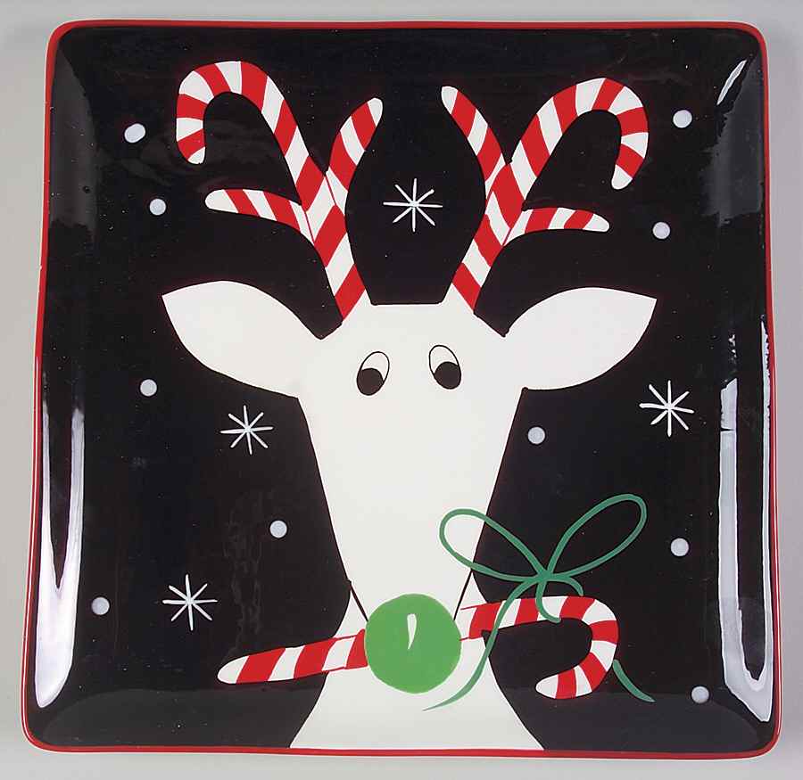 Silly Reindeer (Black Body) Dinner Plate by Certified International-1