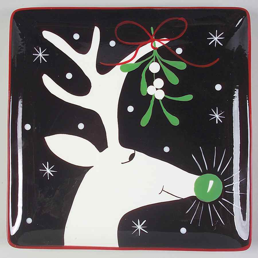 Silly Reindeer (Black Body) Dinner Plate by Certified International-1