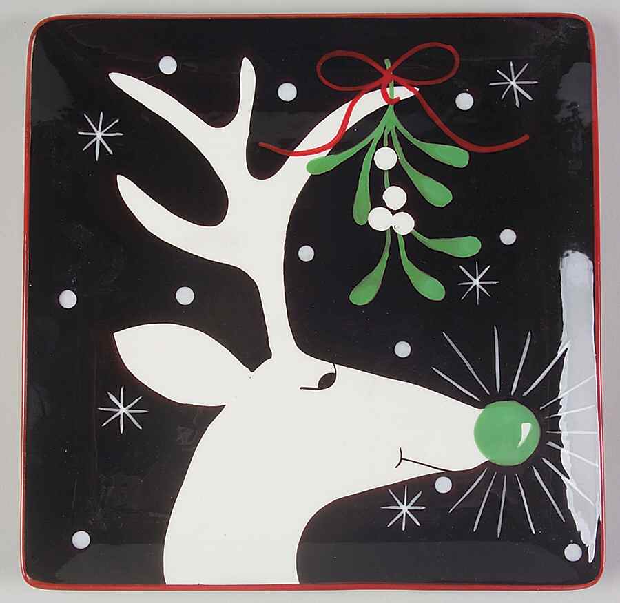 Silly Reindeer (Black Body) Salad/Dessert Plate by Certified International-1