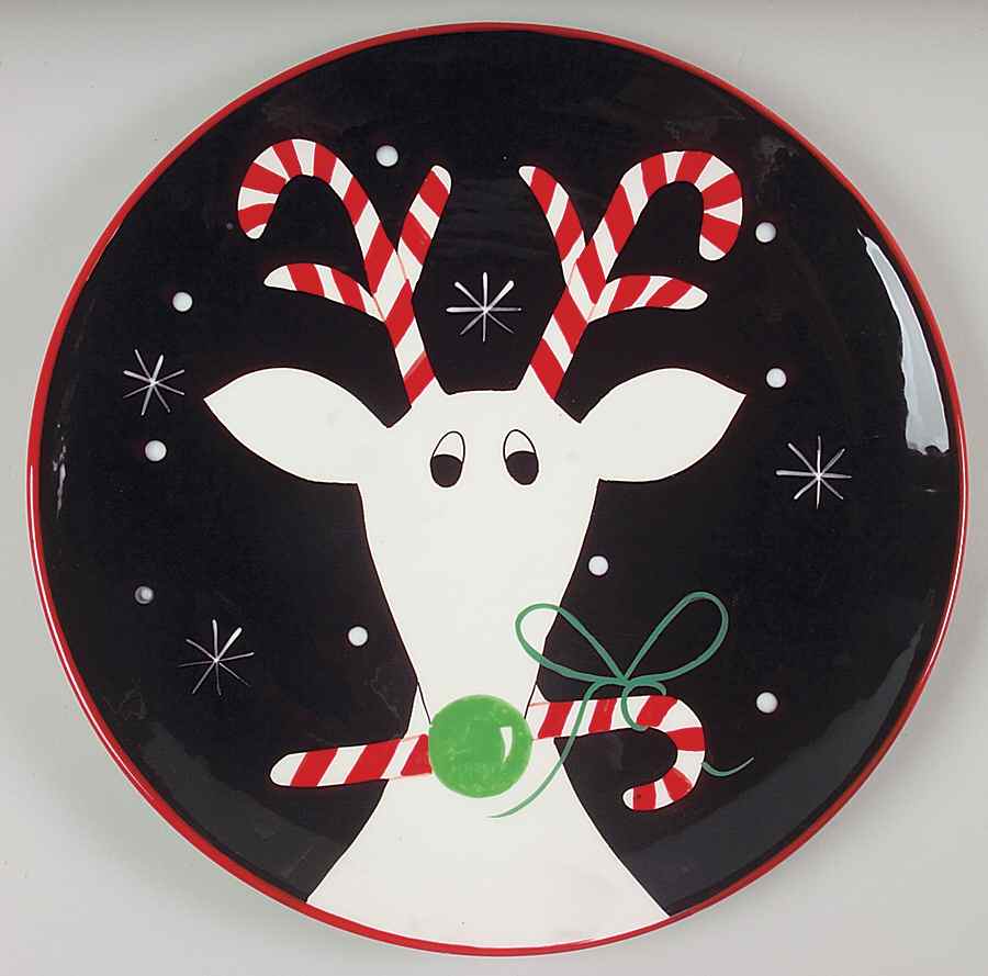 Silly Reindeer (Black Body) Service Plate (Charger) by Certified International-1