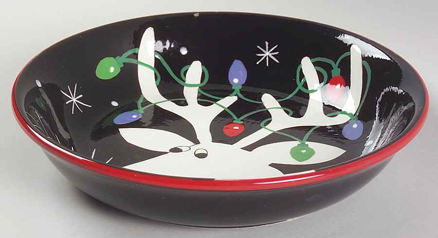 Silly Reindeer (Black Body) 9" Individual Pasta Bowl by Certified International-1