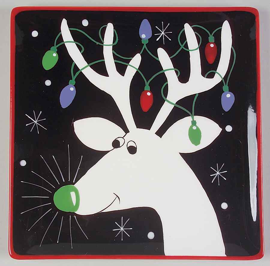 Silly Reindeer (Black Body) Salad/Dessert Plate by Certified International-1