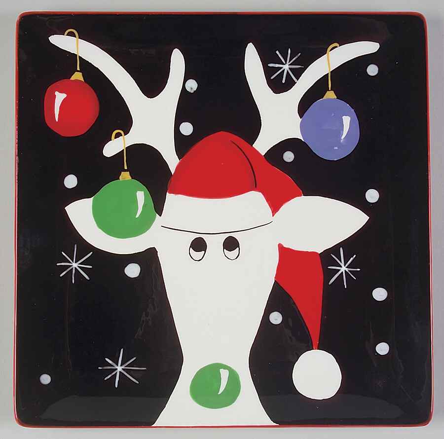 Silly Reindeer (Black Body) Salad/Dessert Plate by Certified International-1