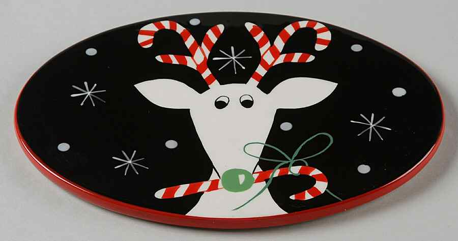 Silly Reindeer (Black Body) Cheese and Cracker Board by Certified International-1