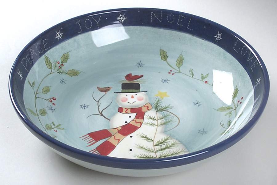 Snowman Wishes 13" Pasta Serving Bowl by Certified International-1