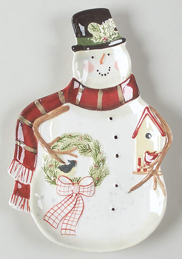 Snowman Wishes Figural Candy Plate by Certified International-1