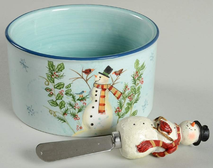 Snowman Wishes Dip Bowl & Spreader Set by Certified International-1