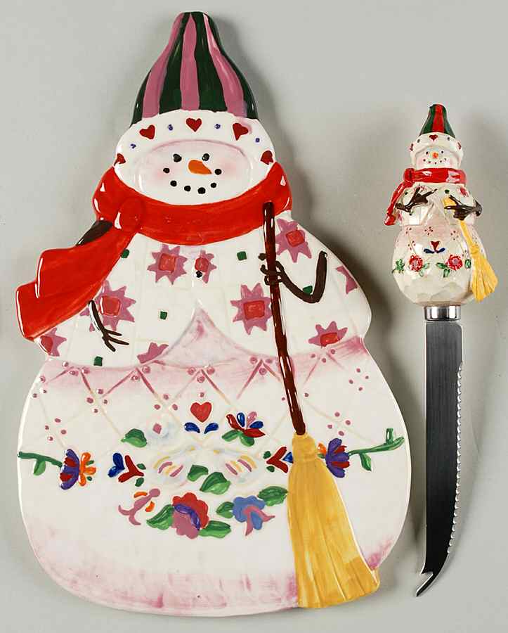 Winter Folk Figural Cheese Plate & Knife Set by Certified International-1