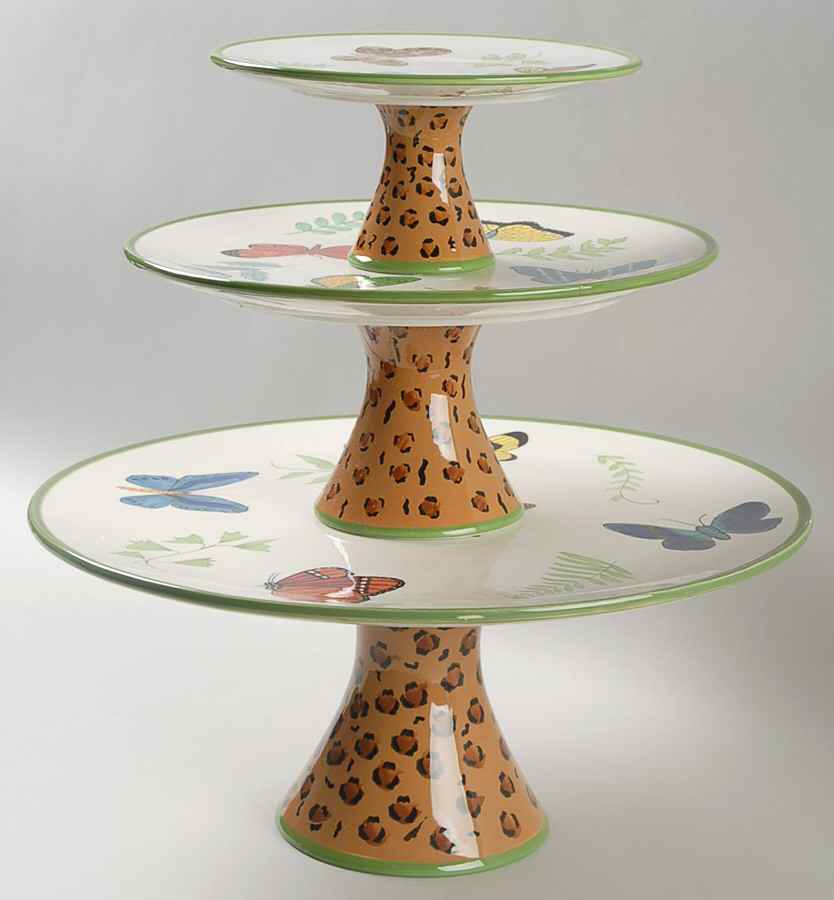 Butterfly Paradise 3 Piece Stacking Cake Stand (6",9",12") by Lynn Chase-1