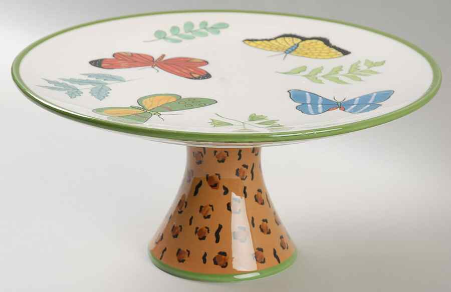 Butterfly Paradise 9" Diameter Pedestal Cake Stand by Lynn Chase-1