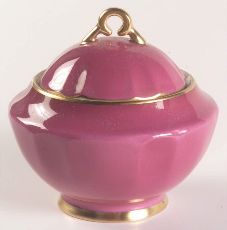Eventail Fuchia (Fuchsia) Sugar Bowl & Lid by Charles Field Haviland-1