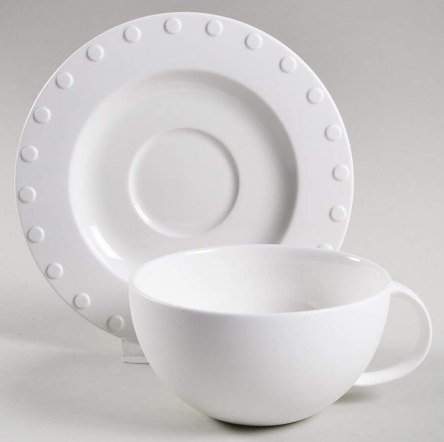 Raised Circles Flat Cup & Saucer Set by Calvin Klein-1