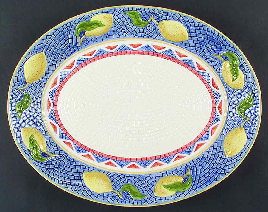 Mosaic Lemon 17" Oval Serving Platter by Clay Art-1