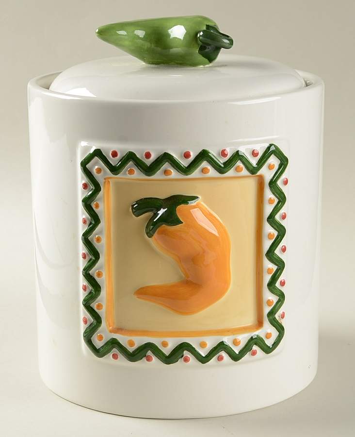 Chili Peppers Medium Canister & Lid by Clay Art-1