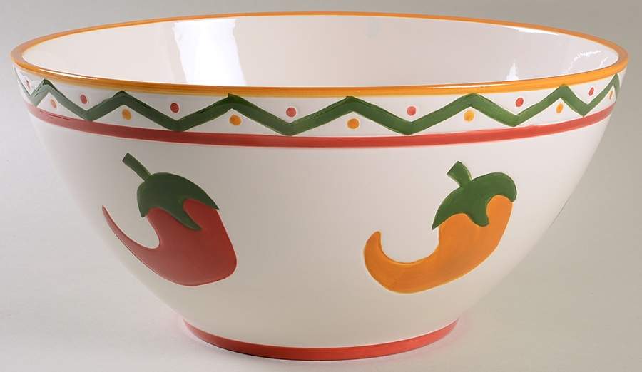 Chili Peppers 11" Round Serving Bowl by Clay Art-1