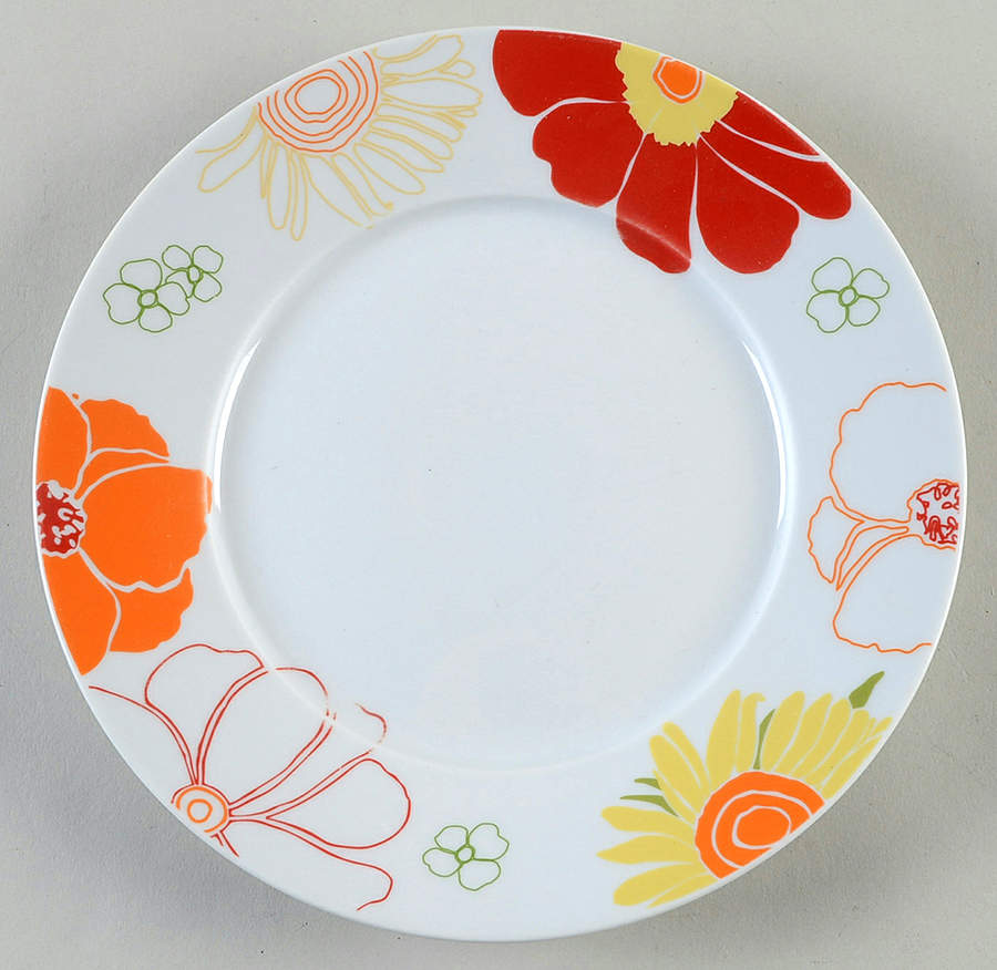 Whiteware Floral Salad/Dessert Plate by The Cellar (China)-1
