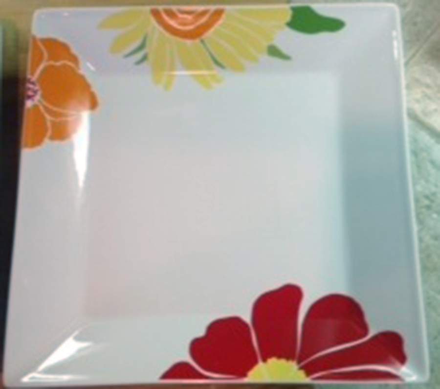 Whiteware Floral Square Salad/Dessert Plate by The Cellar (China)-1
