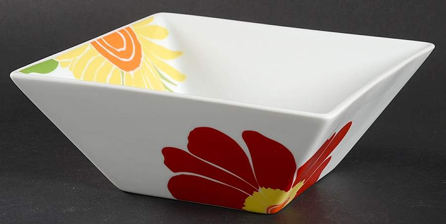 Whiteware Floral Square Soup/Cereal Bowl by The Cellar (China)-1