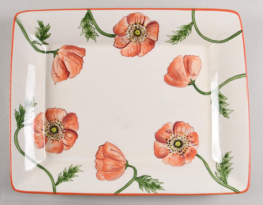 Poppies 17" Rectangular Serving Platter by Clay Art-1