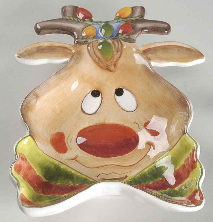Reindeer Open Candy Dish by Clay Art-1