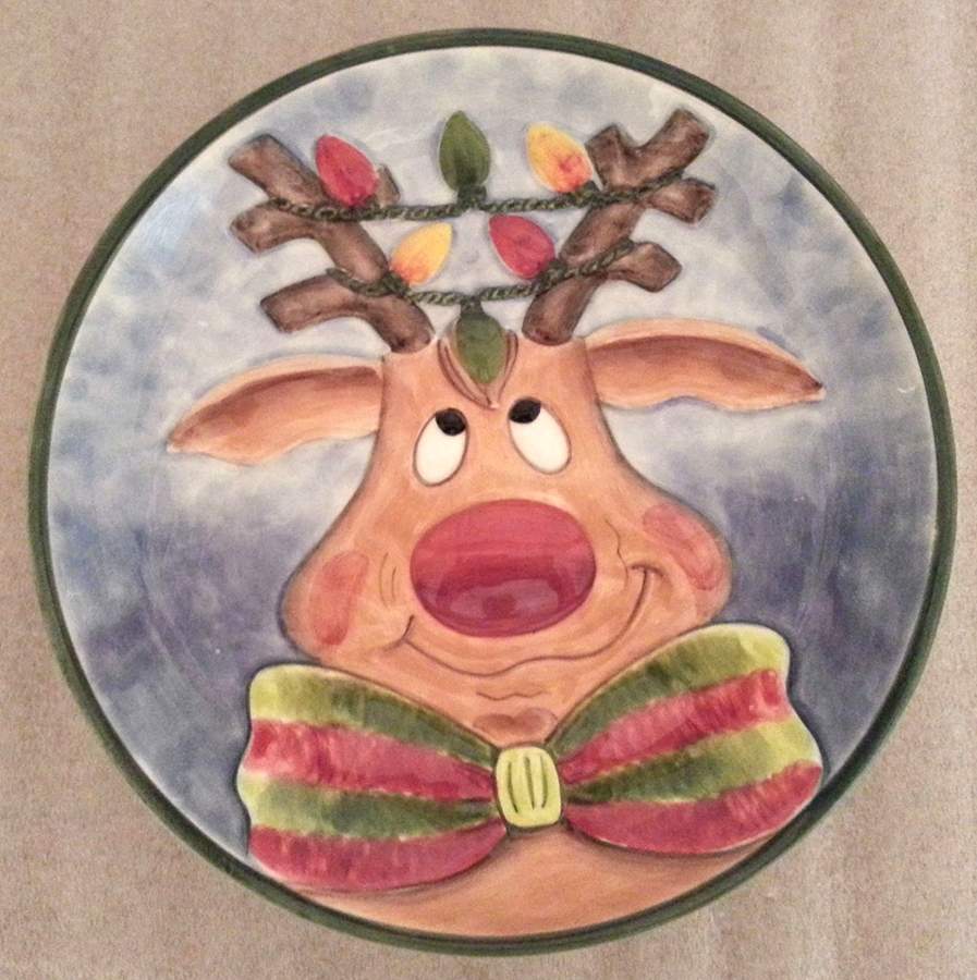 Reindeer Salad Plate by Clay Art-1