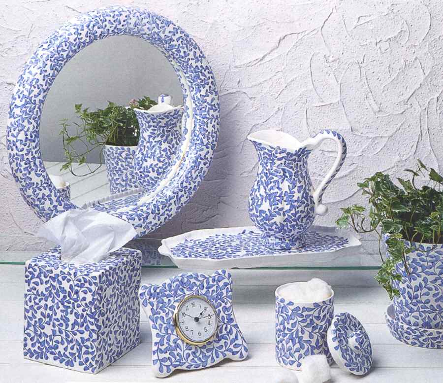 French Twist Blue Square Tissue Box Cover by Casafina-1