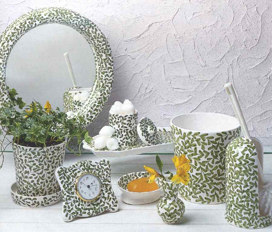 French Twist Green Square Tissue Box Cover by Casafina-1