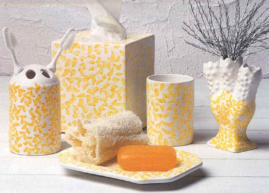 French Twist Yellow Square Tissue Box Cover by Casafina-1