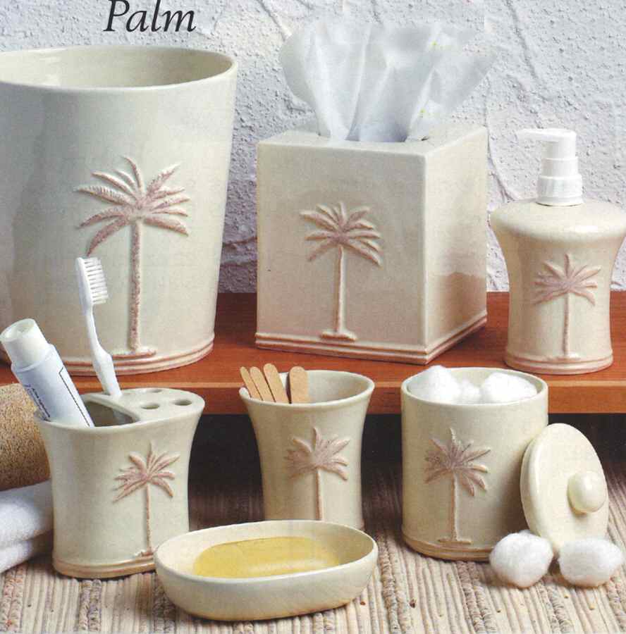 Palm Cream Square Tissue Box Cover by Casafina-1
