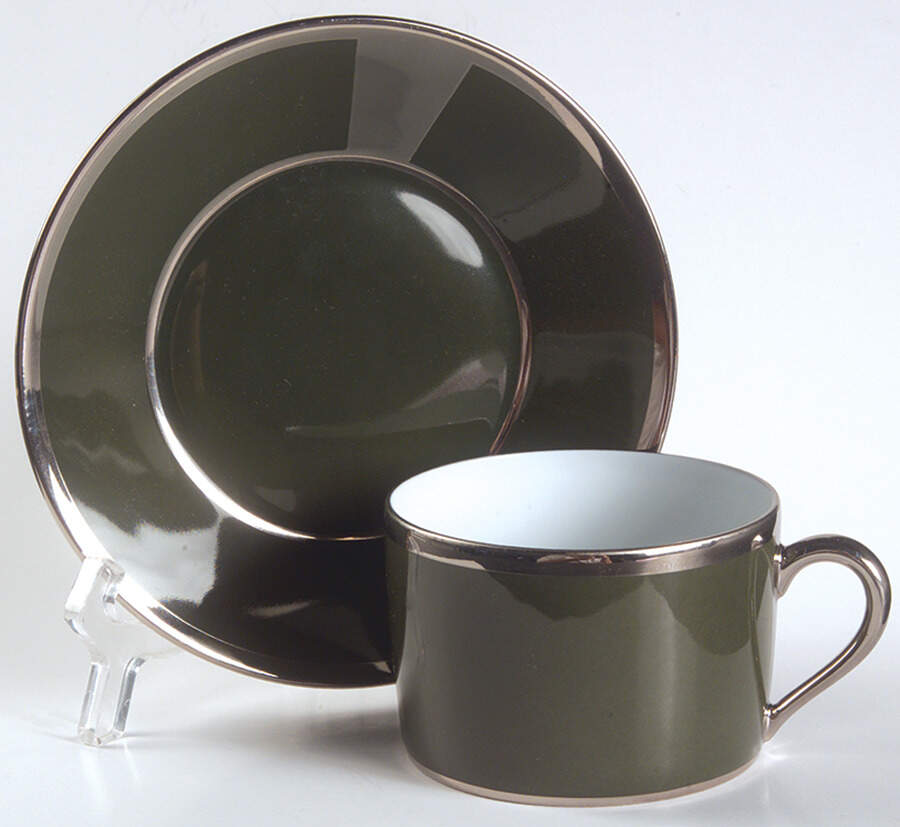 Keystone Hunter Green Flat Cup & Saucer Set by Charles Field Haviland-1