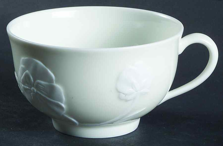 Belle Epoque (White on White, No Trim) Flat Cup by Charles Field Haviland-1