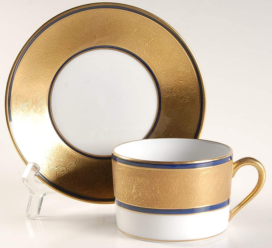 Polder Blue Flat Cup & Saucer Set by Charles Field Haviland-1