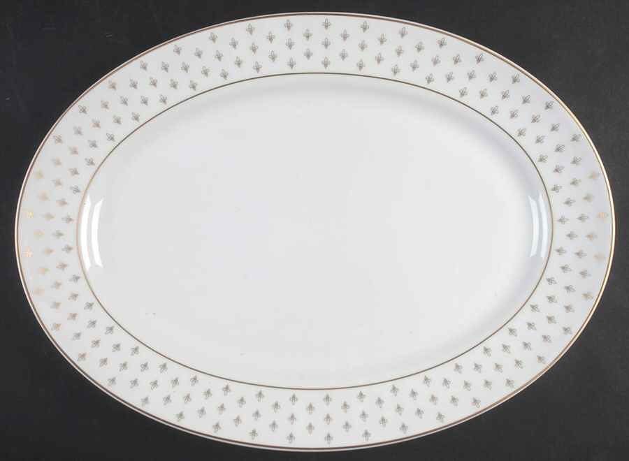 Fleur de Lys Gold 16" Oval Serving Platter by Charles Field Haviland-1
