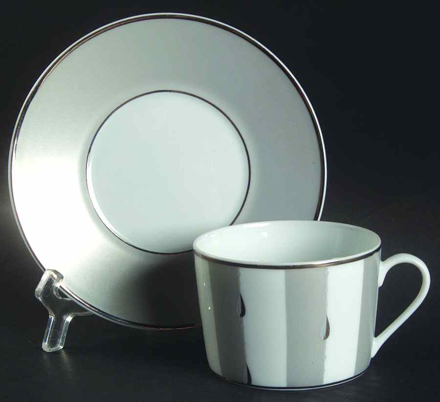 Deauville Grey Flat Cup & Saucer Set by Charles Field Haviland-1