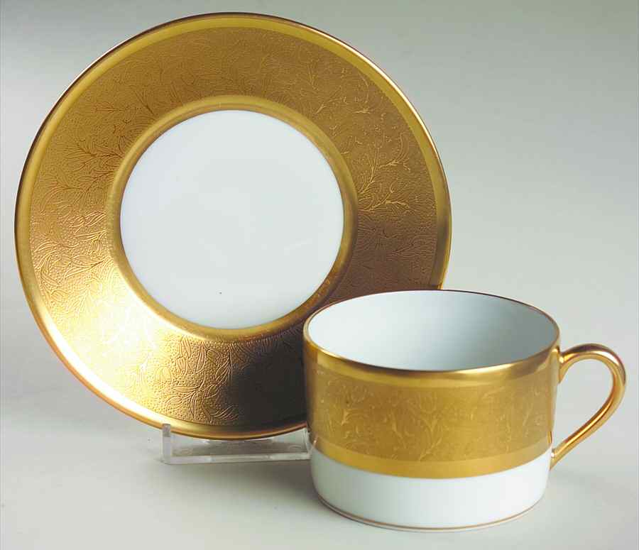 Polder Gold Flat Cup & Saucer Set by Charles Field Haviland-1