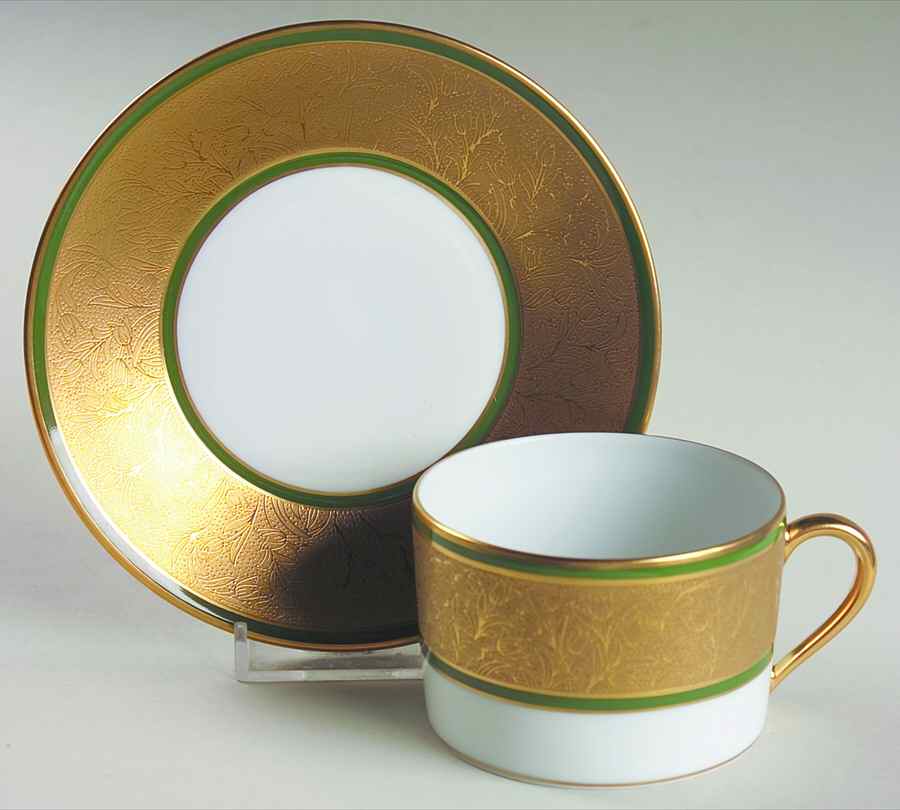 Polder Green Flat Cup & Saucer Set by Charles Field Haviland-1