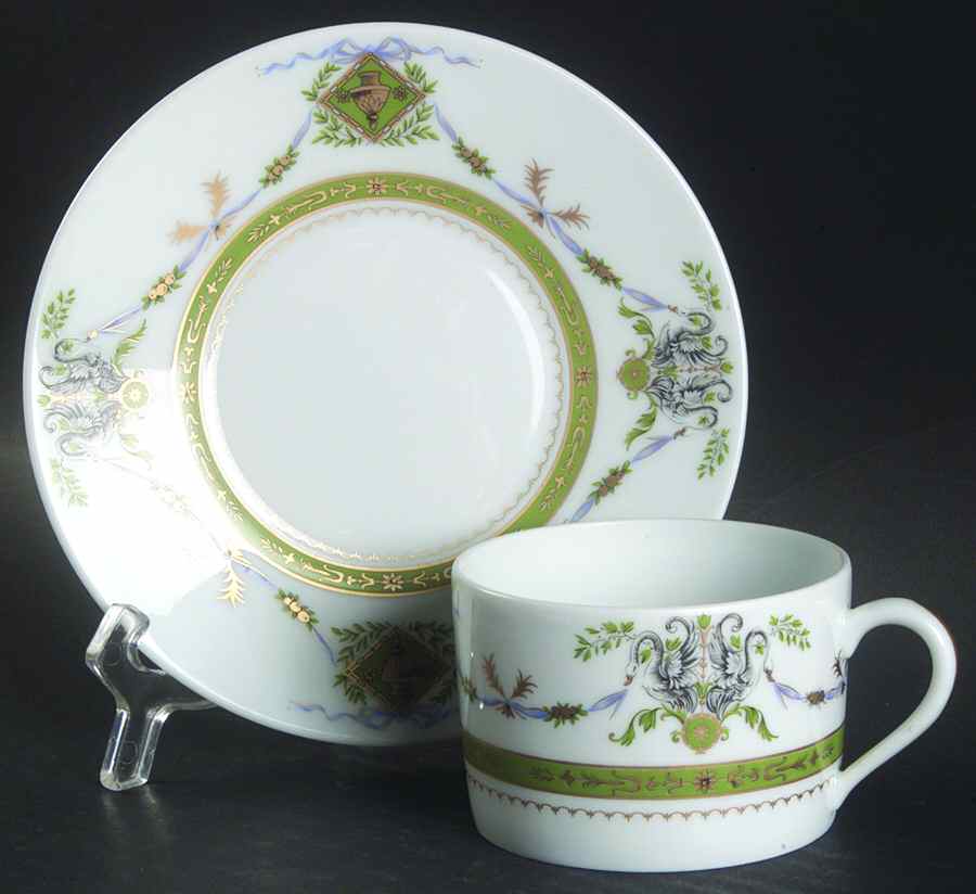 Swans Green Flat Cup & Saucer Set by Charles Field Haviland-1