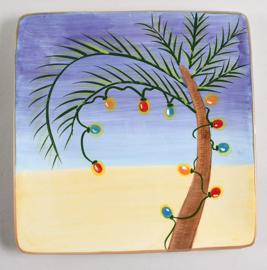 Tropical Holiday Square Salad Plate by Clay Art-1
