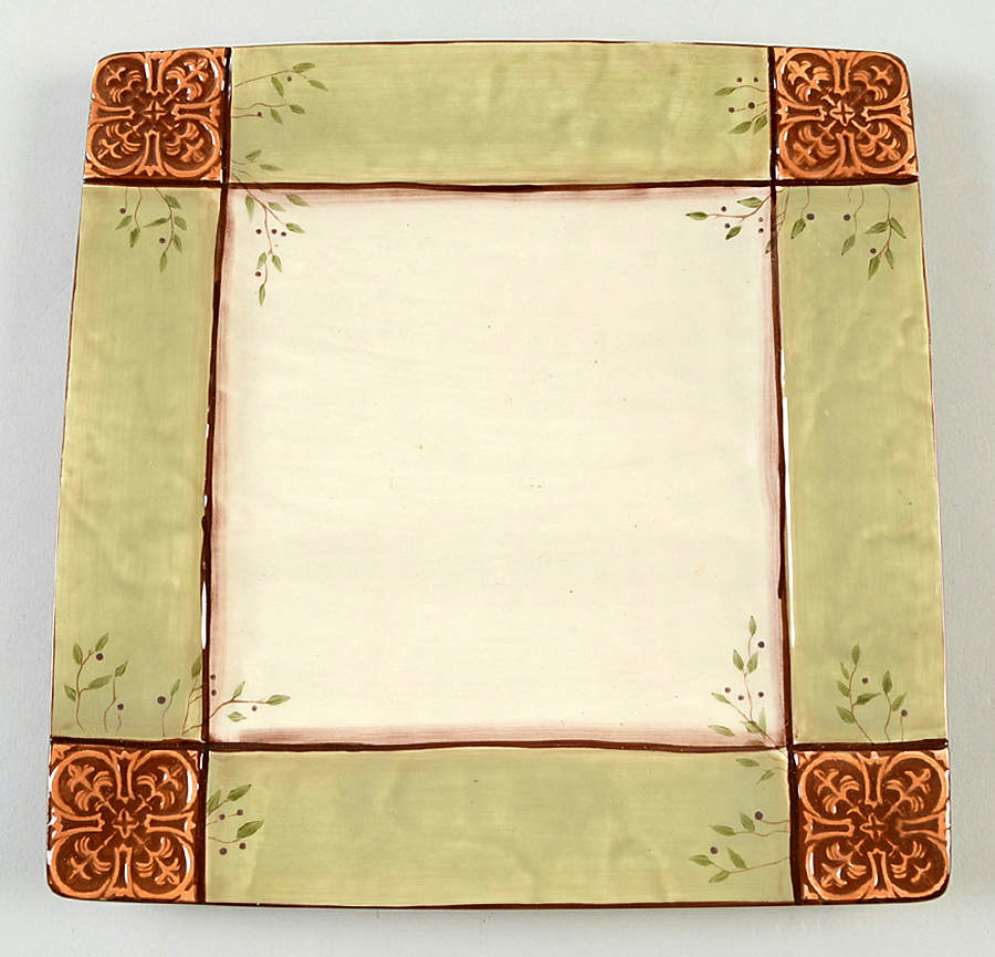 Garden Terrace Square Dinner Plate by Clay Art-1