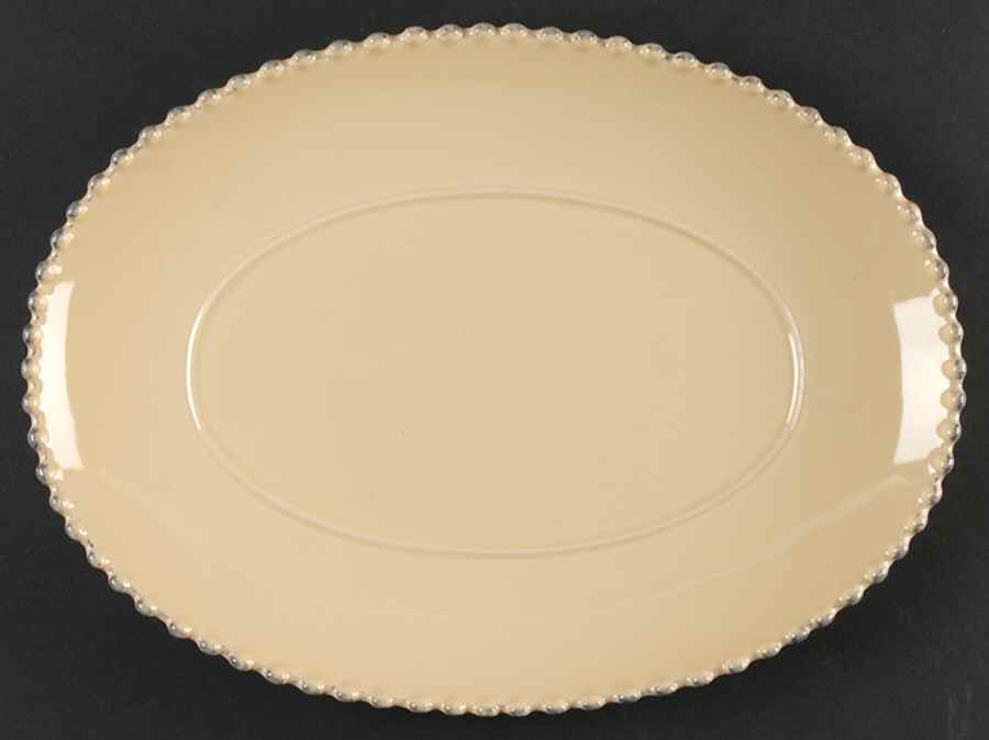 Pearl Cream 13" Oval Serving Platter by Costa Nova China-1