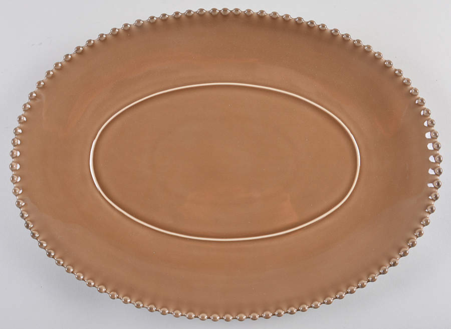 Pearl Cocoa 16" Oval Serving Platter by Costa Nova China-1
