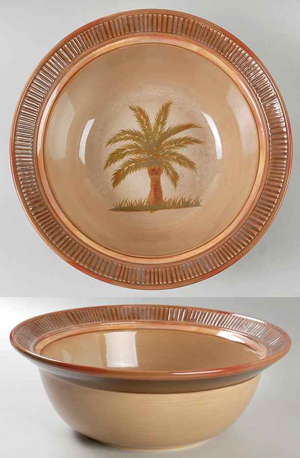 Vintage Palm 11" Round Serving Bowl by Clay Art-1